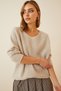 Women's Cream V-Neck Oversize Knitwear Sweater YG00099 - 2