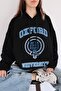 Black Hooded Oxford University Sweatshirt - 2