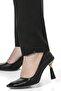 Plus Size Black Trousers with Elastic Waist and Side Zipper and Slits on the Leg - 5