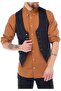 Men's Navy Blue Slim Fit Metal Buttoned Denim Jeans Vest 6002-1001 - 2