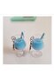 Blue Goblet Earrings Blue Cocktail Earrings Beverage Earrings - 2