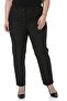 Plus Size Black Trousers with Elastic Waist and Side Zipper and Slits on the Leg