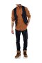 Men's Navy Blue Slim Fit Metal Buttoned Denim Jeans Vest 6002-1001 - 3