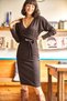 Women's Bitter Brown Double Breasted Belted Knitwear Dress ELB-19000827