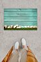 Digital Printing Decorative Wooden Wall Blue Doormat