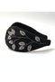 Leafy Branch Stone and Bead Embroidered Black Crown Yd01 - 3
