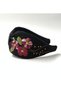 Black Crown with Violet Embroidery Mn01 - 3
