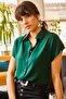 Women's Emerald Green Bat Viscose Shirt GML-19000617 - 3