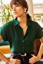 Women's Emerald Green Bat Viscose Shirt GML-19000617 - 4