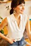 Women's Ecru Sleeveless Viscose Shirt GML-19000631 - 2