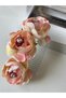 Powder Pink Transparent Scalloped Artificial Floral Stoned Mother Baby Girl Comb Buckle - 2