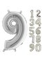 9 Years Old Number Foil Balloon Silver 100 cm, Birthday, Party, Special Occasion, Surprise, Gift