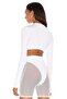 Women's White Long Sleeve Crew Neck Crop Top - 3