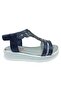 Orthopedic Booties Girls' Sandals Navy Blue Leaf Pattern Stone Heeled Evening Dress - 2