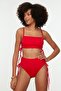 Kırmızı Biyeli Regular Yüksek Bel Bikini Altı TBESS22BA0044 - 4