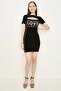 Women's Black Bodycon Dress with Window Detail - 2