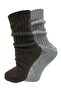 Pack of 2 Wool Thick Winter Women's Socks (Brown-Melange Gray)