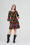 Women's Black Divitin Floral Flannel Cat Original Skirt Plain Stripe Winter Dress
