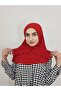 وشاح جاهز مزود بمشبك وشال Hijap باللون الأحمر - 4