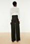 Black High Waist Rib Detailed Trousers TPRSS20PL0105 - 5