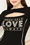 Women's Black Bodycon Dress with Window Detail - 4