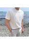 White Men's Round Neck 2 Stripes Knitted T-shirt - 4