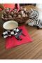 4-Piece Zebra Embroidered 100% Linen Coffee Cup Pad - Cocktail Napkin - 3