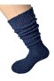 Corded Knee-Length Women's Socks Seamless Nopeli Cotton Thread Navy Blue - 2