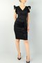 Black Color Skirt Flounced Ruffle Midi Length Evening Dress Wedding Dress Md-1 73735 617 - 2