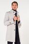 Men's Gray White Stand-Up Belted Collar Stamp Ezel Coat - 4
