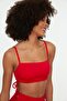 Kırmızı Tünelli Bralette Kaplı Bikini Üstü TBESS22BU0046 - 5