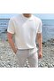 White Men's Round Neck 2 Stripes Knitted T-shirt