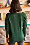 Women's Emerald Green Lace Collar Knitwear Blouse BLZ-19001605 - 5