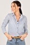 Women's Blue Long Sleeve Striped Shirt ARM-20K001026 - 2