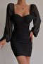 Padded Bust, Lined, Stretchy Tulle Fabric Short Black Evening Dress Black Graduation Dress 102 - 4