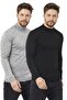 Men's Full Turtleneck Plain Sweater Knitwear 2 Pack (BLACK-GREY)