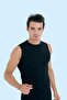 3' Black Rib Men's Crew Neck Sleeve Undershirt