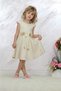 Girl's Eid Dress, Flower Detailed Gold Sequin Cream Evening Dress - 5