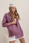 3900 Lilac Oversize Long Basic Shirt - 5
