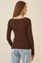 Woman's Brown Heart Collar Ribbed Knit Sweater US00738 - 3