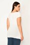 Women's Large Size Bone Stone Detailed Low Collar Blouse 65N37662 - 5