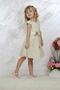 Girl's Eid Dress, Flower Detailed Gold Sequin Cream Evening Dress - 2