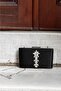 Black Satin Star Stone Accessory Evening Dress Slim Model Women's Bag - 3