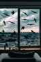 Decorative Sticker of Birds Flying in Front of the Window (14 Figures) Black