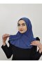 Snap Fastener Ready Scarf Shawl Bonnet Hijap Indigo Color - 3