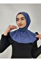Snap Fastener Ready Scarf Shawl Bonnet Hijap Indigo Color - 4