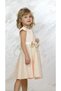 Girl's Flower Detailed Gold Sequin Powder Dress - 4