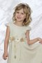 Girl's Eid Dress, Flower Detailed Gold Sequin Cream Evening Dress