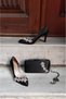 Black Satin Bag Set 7cm Heeled Stiletto Evening Dress Women's Shoes with Side Transparent Star Accessories - 3