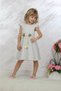Girl's Floral Detailed Gold Sequined Light Gray Evening Dress - 4